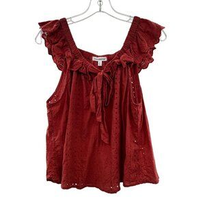 ROOMMATES Women's Eyelet Lace Top Off Shoulder Cinnamon Size Large